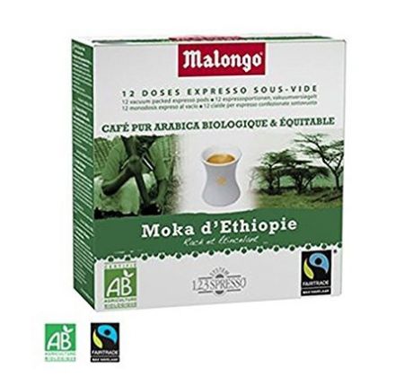 Malongo 123Spresso kávové pody Moka d'Ethiopie Bio a Fair Trade 16 dávok